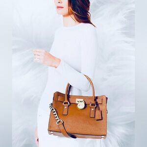 Michael Kors Large Cognac Hamilton Saffiano Tote